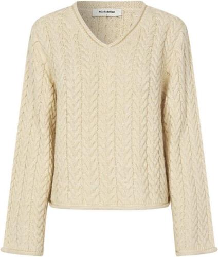 Modström Kurtismd Alpaca Blend Vneck Kvinde Summer Sand Sweaters Str L...