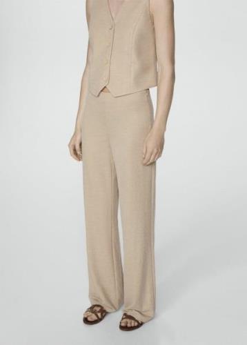 MANGO Flowy Straightfit Trousers Kvinde Light Beige Bukser Med Lige Be...