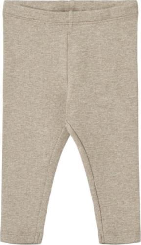 Wheat Rib Leggings Maddy Str 2 år / 92 cm - Gravel Melange Leggings Bo...