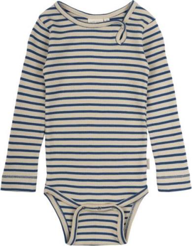 PETIT PIAO Body L/S Modal Striped Str 68 cm - Dark Cobalt/dark Langærm...