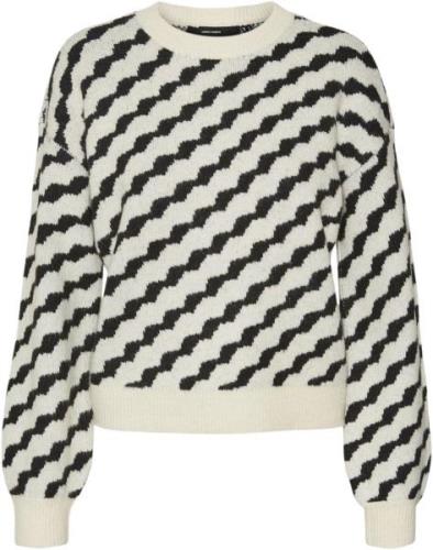 Vero Moda Vmlara LS Oneck Pullover BOO REP Kvinde Birch/w. Black Wave ...