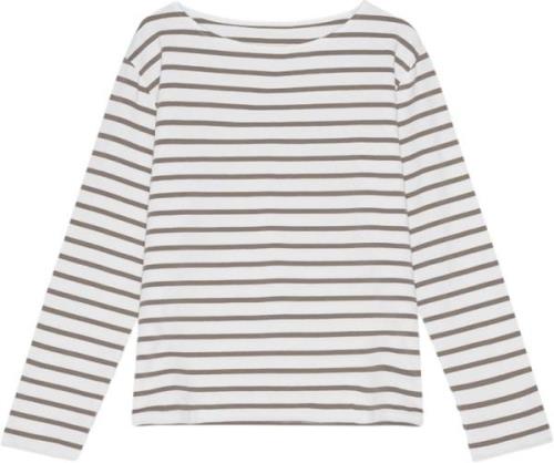 Moshi Moshi Mind Blessed Sweatshirt Stripe Kvinde Ecru / Dark Taupe La...