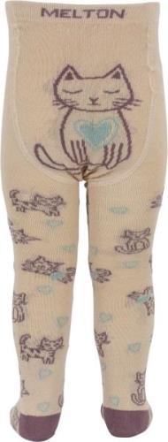 Melton Cat Love Tights Str 116 - Ivory Cream Strømper Uld hos Magasin