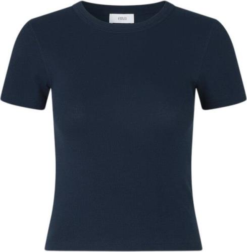 Envii Enally SS Crop TEE 5314 Kvinde Navy Blazer Kortærmede T-shirts S...