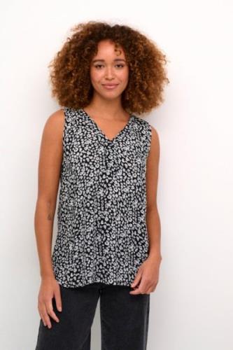 Kaffe Kaamber Top Printed Kvinde Black / Chalk Flower Toppe Str 40 - h...