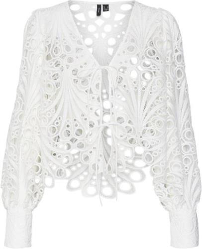 Vero Moda Vmnikki Lace LS Vneck TOP WVN Kvinde Snow White Toppe Str XS...