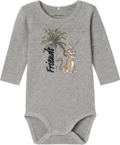 Name It Nbmjebbi Lionking LS Body WDI Str 68 - Grå Langærmede Bodies h...