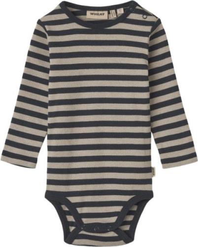 Wheat Basis Body Freddie Str 2 år / 92 cm - Navy Stripe Langærmede Bod...