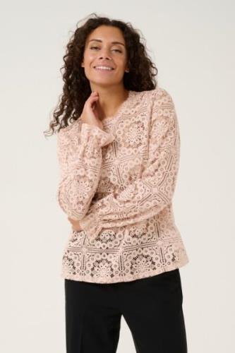 Cream Crtiley Lace Blouse Kvinde Burnished Lilac Langærmede Bluser Str...