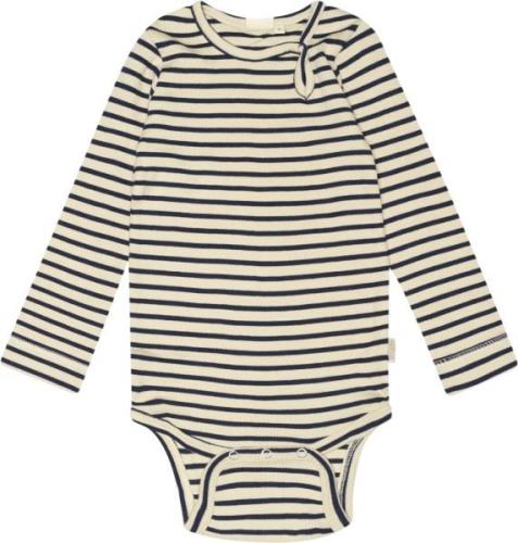 PETIT PIAO Body L/S Modal Striped Str 80 cm - Indigo Plum/dark Langærm...