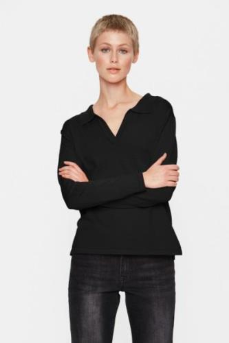 Saint Tropez Milasz Polo Pullover Kvinde Black Langærmede Bluser Str L...