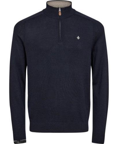 Morris Stockholm Merino John Zip Mand Navy Sweaters Str L Merino - hos...