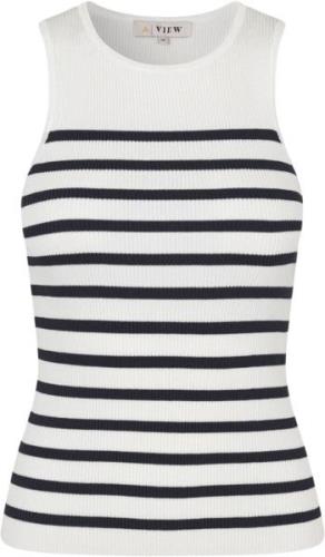 A-VIEW Rib Stripe Tank top Kvinde White/navy Tanktoppe Str XS - hos Ma...