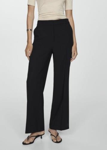 MANGO Wideleg Pleated Trousers Kvinde Black Bukser Str 40 - hos Magasi...