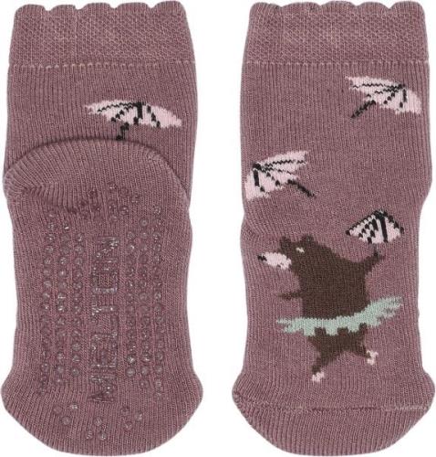 Melton Dancing Bear Socks Anti-slip Str 23/26 - Grape Shake Strømper B...