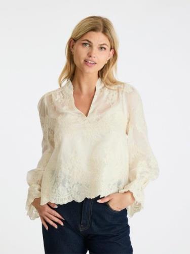 Neo Noir Amara Big Embroidery Blouse Kvinde Off White Langærmede Bluse...