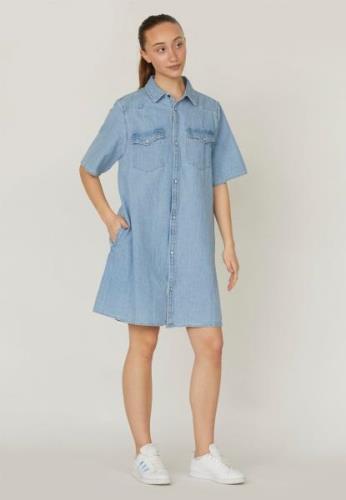 SisterS Point Osaa. DR Kvinde L. Blue Wash Midi Kjoler Str L - Denim h...