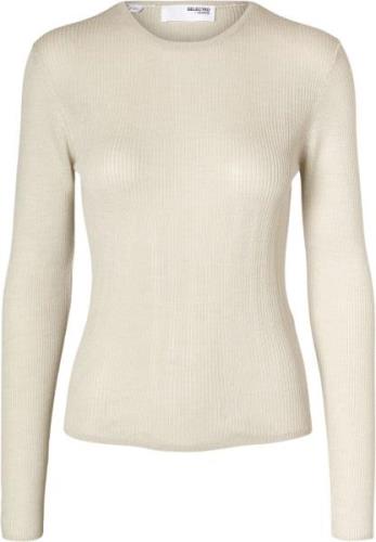 Selected Femme Slfnaja LS Wool Knit Oneck Kvinde Birch Sweaters Tight ...