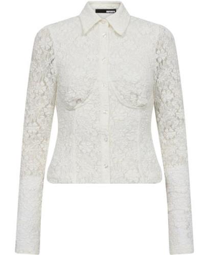 ROTATE Birger Christensen Lace Fitted Shirt Kvinde Bright White Langær...