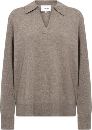 Levete room Lreloise 5 Kvinde L9852 - Taupe Gray Melange Sweaters Str ...