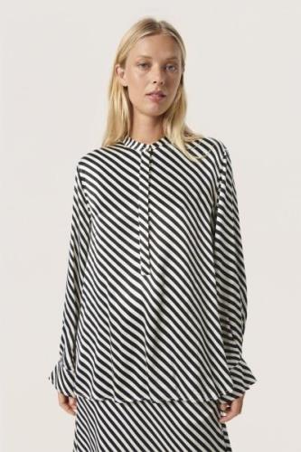 Soaked in Luxury Slsoho Blouse LS Studio Kvinde Black & White Diagonal...