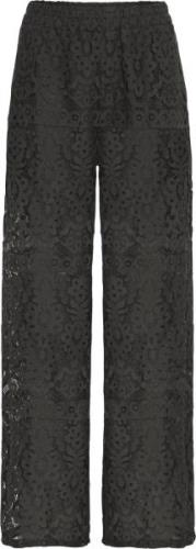 Sorbet Sbceleste Lace Pant Kvinde Jet Black Bukser Med Brede Ben Str S...