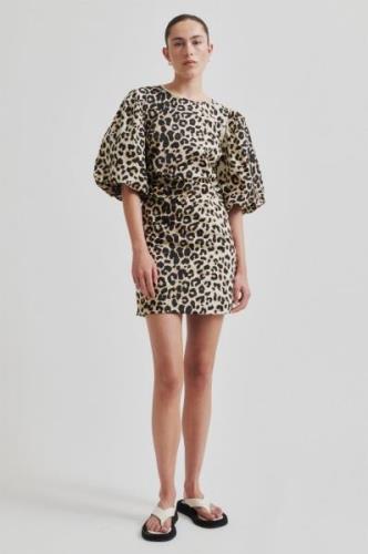 Second Female Leoa Poplin Leopard Kjole Kvinde Kelp Korte Kjoler Str L...