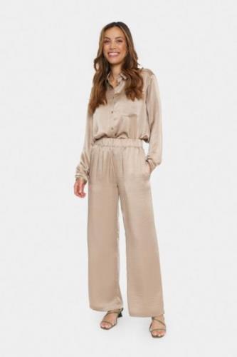 Saint Tropez Dinnesz Pants Kvinde Dune Bukser Med Brede Ben Loose Fit ...