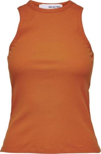 Selected Femme Slfanna Oneck Tank TOP Noos Kvinde Orangeade Tanktoppe ...