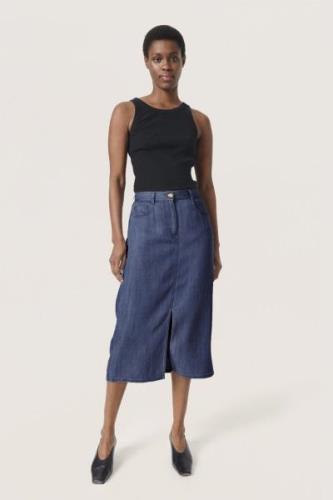 Soaked in Luxury Slfriday Skirt Kvinde Dark Blue Denim Midi Nederdele ...