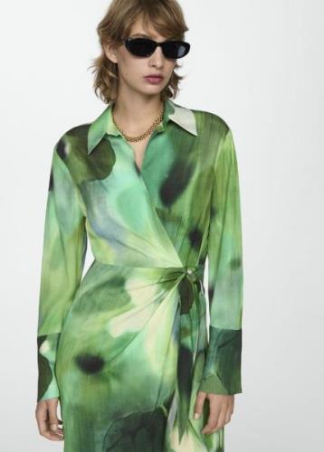 MANGO Printed bow Dress Kvinde Green Korte Kjoler Str S - hos Magasin