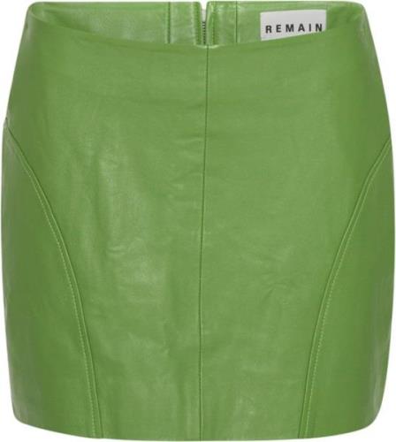 REMAIN Leather Mini Skirt Kvinde Forest Green Korte Nederdele Str 42 -...