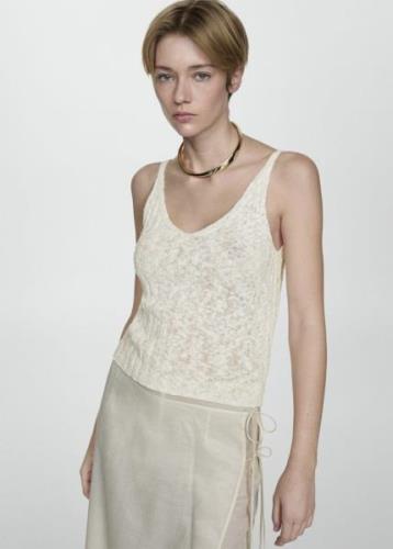 MANGO Knit Strap top Kvinde Natural White Tanktoppe Str S - hos Magasi...