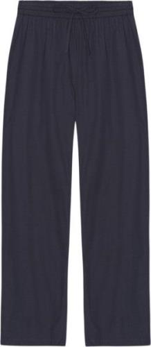 Moshi Moshi Mind Moon Pants Poplin Kvinde Dark Navy Bukser Med Brede B...