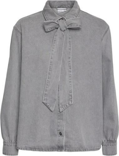 Vero Moda Vmpaige LS BOW DNM Shirt Gu216 Kvinde Light Grey Denim Skjor...