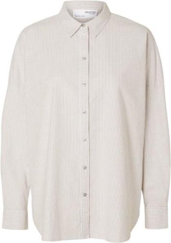 Selected Femme Slfnova LS Oxford Shirt Noos Kvinde Bright White/tobacc...