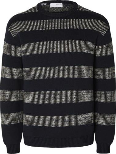 Selected Homme Slhstan Relaxed LS Knit Stripe Crew Mand Sky Captain/fo...