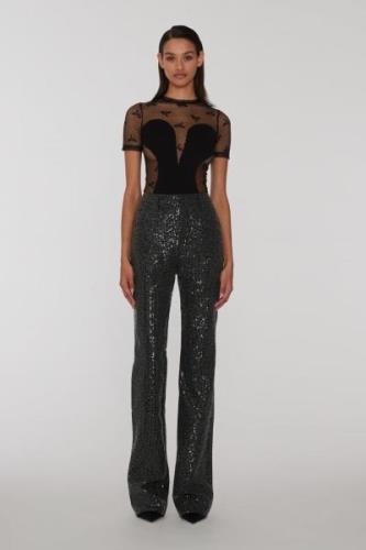 ROTATE Birger Christensen Twill Sequin Jeans Kvinde Black Bukser Med L...