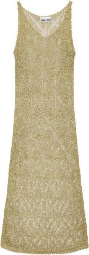 Ganni Metallic Strap Dress Kvinde Golden Maxi Kjoler Str L - hos Magas...