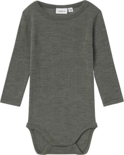 Name It Nbmwang Wool Needle LS Body Solid N Str 68 - Mulled Basil Lang...