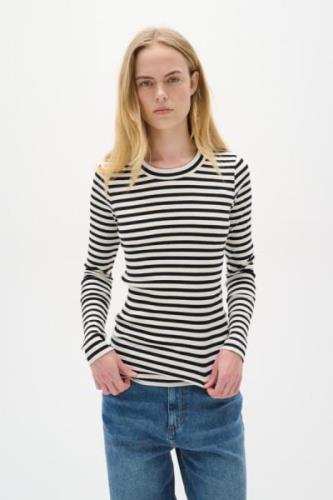 InWear Dagnaiw Striped Tshirt LS Kvinde Black / Whisper White Langærme...