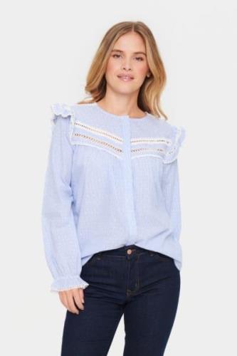 Saint Tropez Dafiasz Shirt Kvinde Ultramarine Langærmede Bluser Regula...