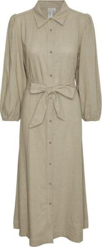 YAS Yasflaxy 3/4 Linen Shirt Dress Noos Kvinde Birch Maxi Kjoler Str S...