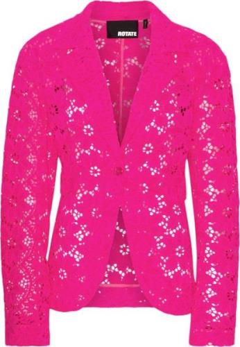 ROTATE Birger Christensen Lace Figure Fitted Blazer Kvinde Pink Glo Bl...