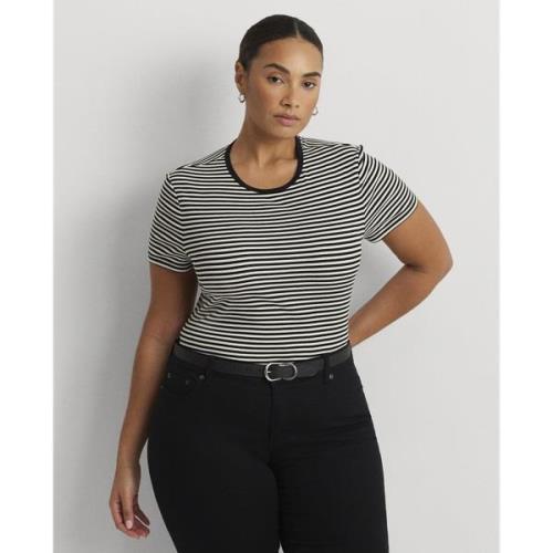 Lauren Ralph Lauren Striped Stretch Cotton Crewneck Tee Kvinde Black/m...