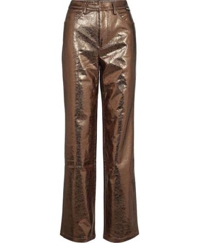 ROTATE Birger Christensen Textured High Waist Pants Kvinde Toasted Coc...