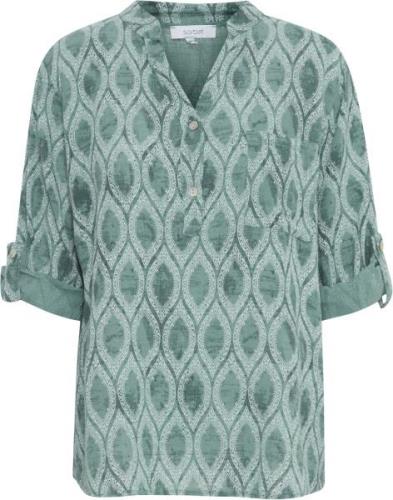 Sorbet Sbalexa Wave Blouse Kvinde Granite Green Kortærmede Bluser Str ...