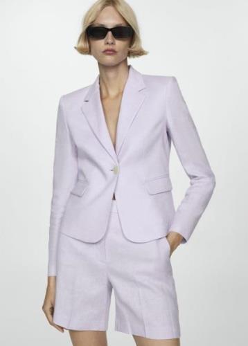 MANGO 100% Linen Jacket Kvinde Lt-pastel Purple Blazere Str L - hos Ma...