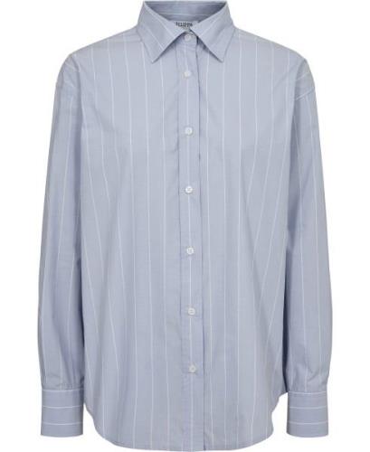 Filippa K Stripe Poplin Shirt Kvinde Faded Blue Langærmede Skjorter St...