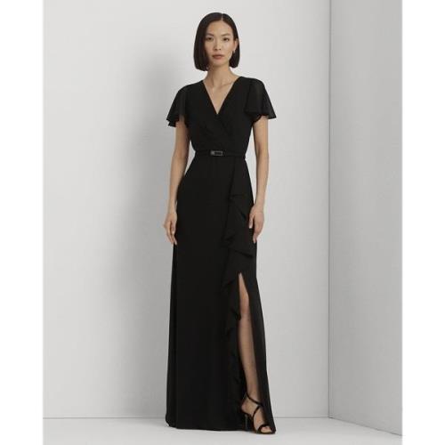 Lauren Ralph Lauren Belted Georgette Fluttersleeve Gown Kvinde Sort Ma...